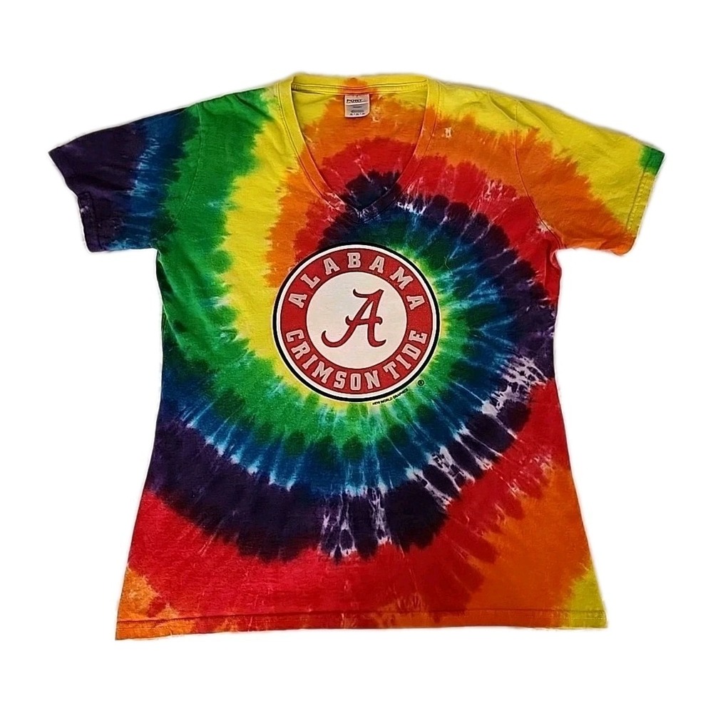 University of Alabama "A"  Crimson Tide Women's Medium Football Tie-Dye T-Shirt